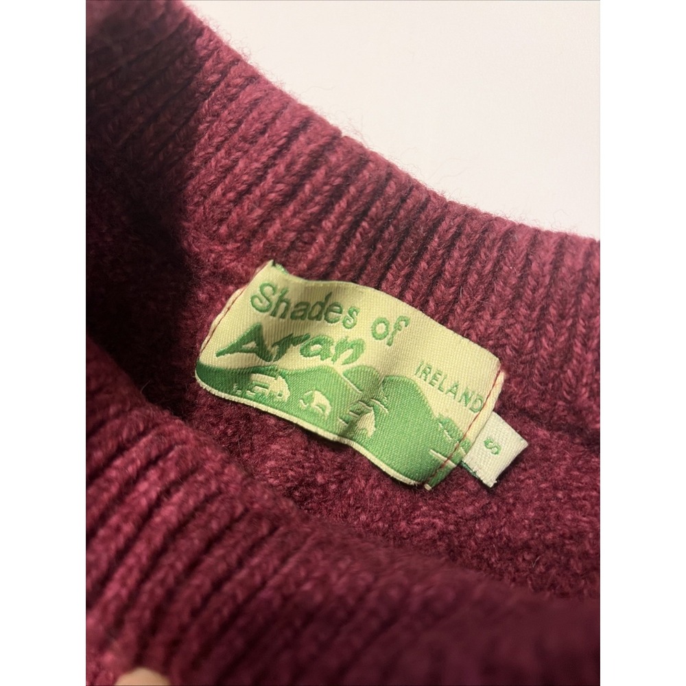 Shades Of Aran Burgundy Cable Knit Sweater 100% Merino Wool Kids Sm Outdoors - Picture 4 of 9